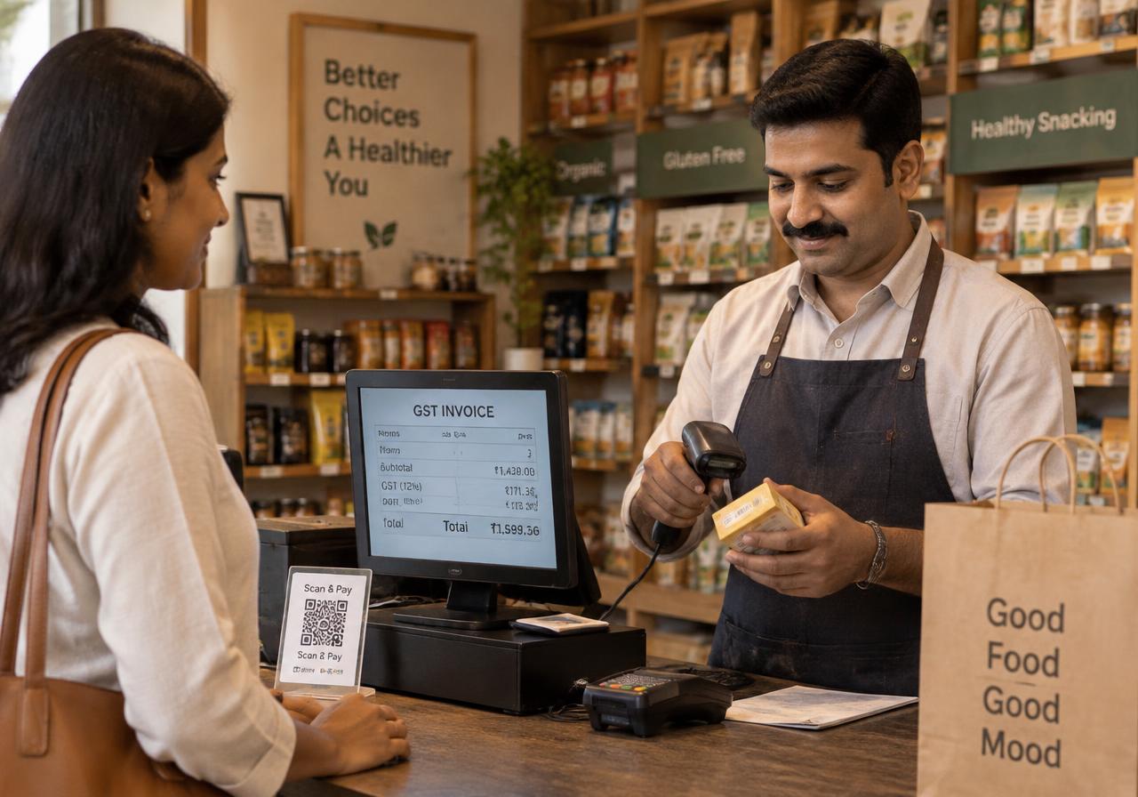 Enkept BillBook GST billing at a retail counter